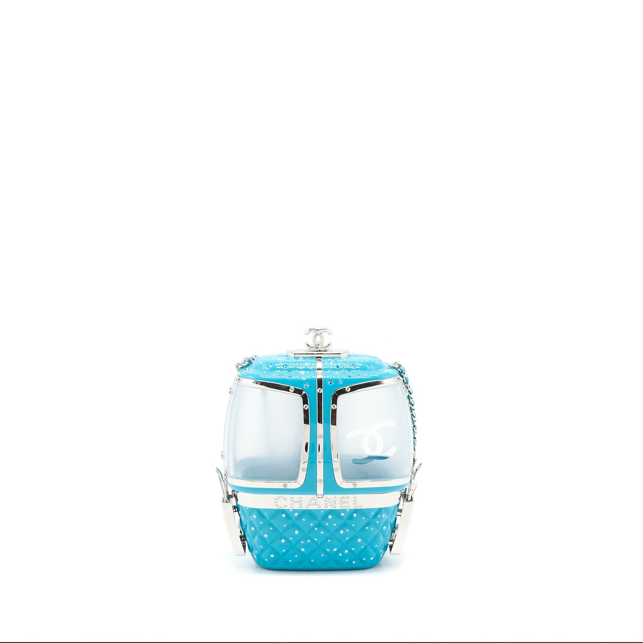CHANEL 19K SKI GONDOLA EVENING BAG LIGHT BLUE SHW