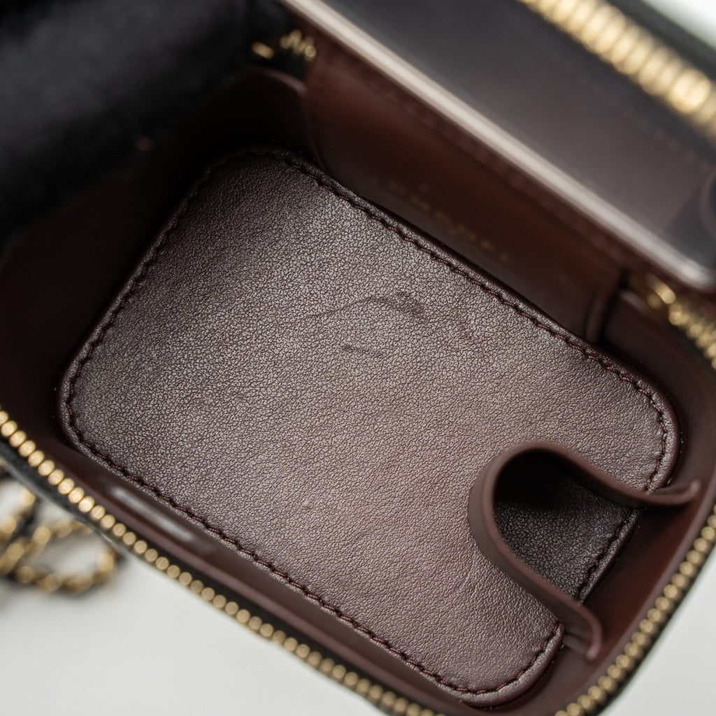 CHANEL MINI VANITY WITH CHAIN CAVIAR BLACK LGHW (MICROCHIP)