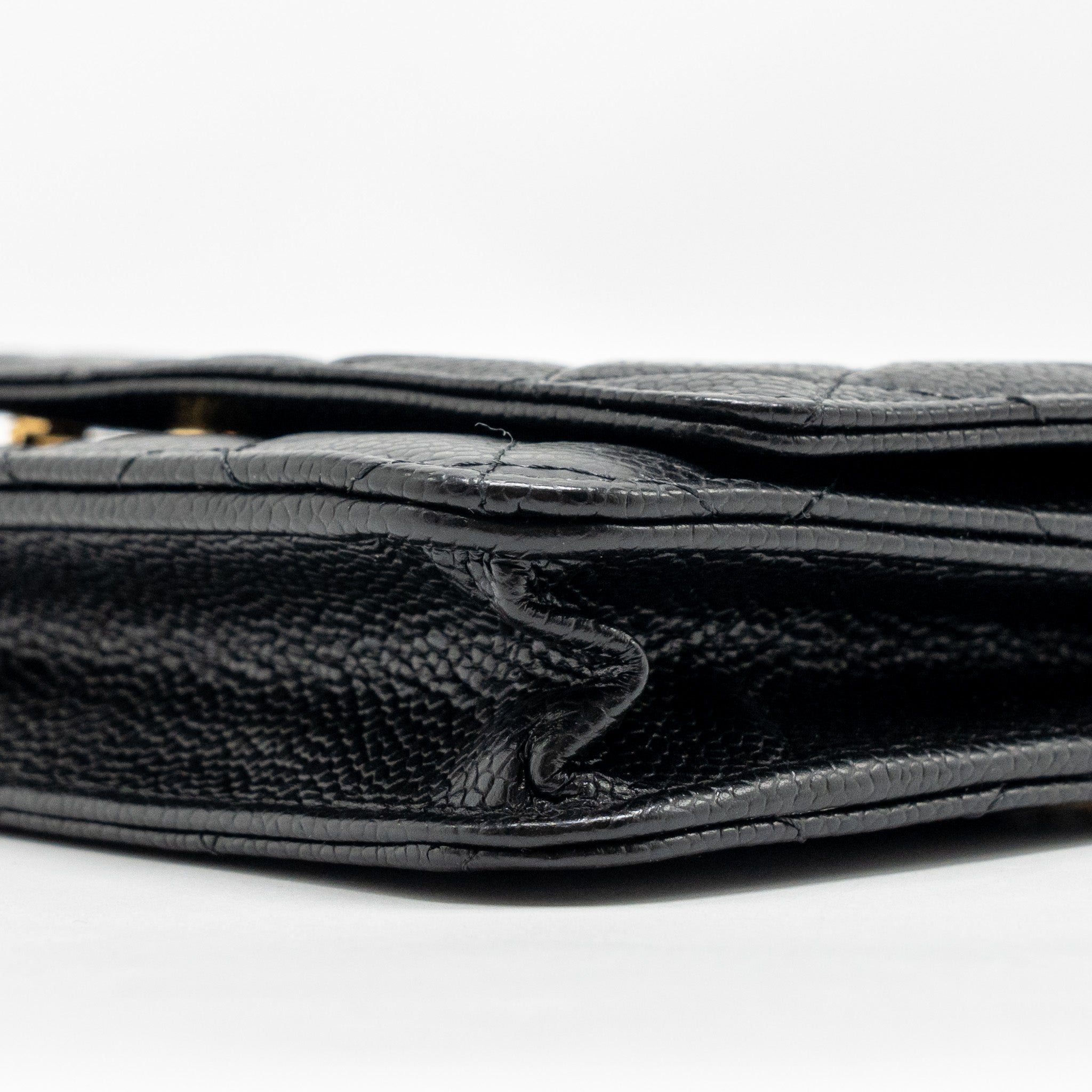 CHANEL CLASSIC WALLET ON CHAIN CAVIAR BLACK GHW (MICROCHIP)