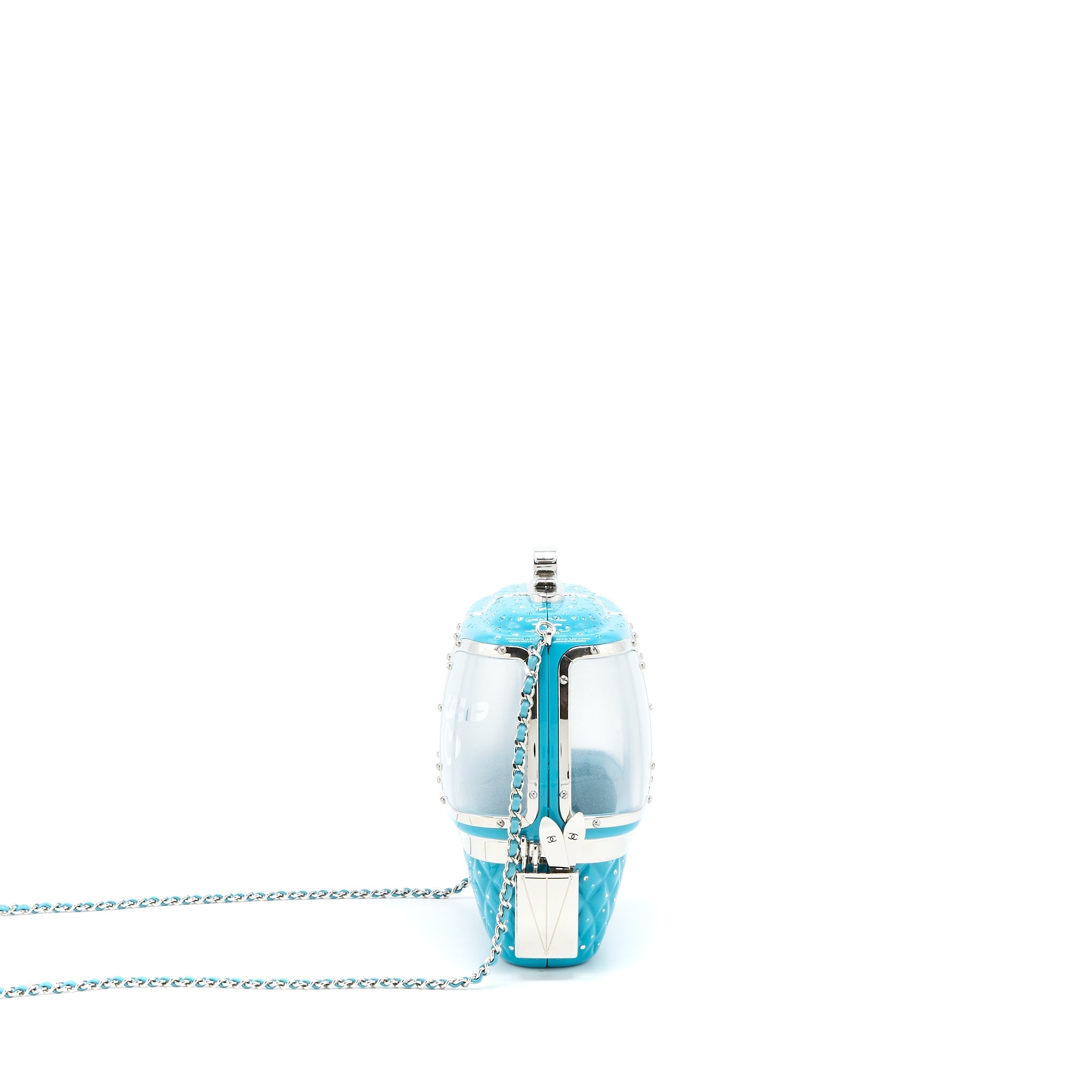 CHANEL 19K SKI GONDOLA EVENING BAG LIGHT BLUE SHW
