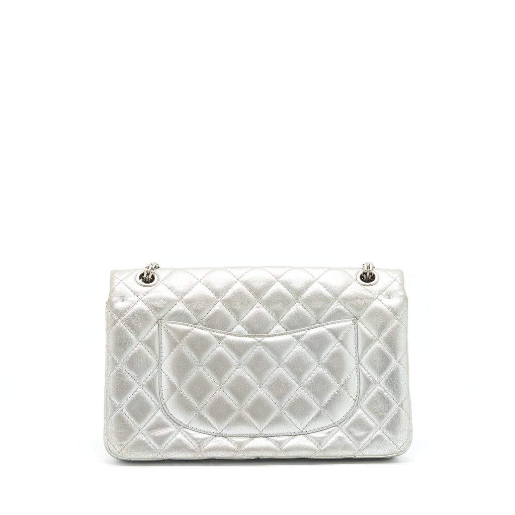 CHANEL REISSUE 2.55 226 DOUBLE FLAP BAG LAMBSKIN SILVER SHW