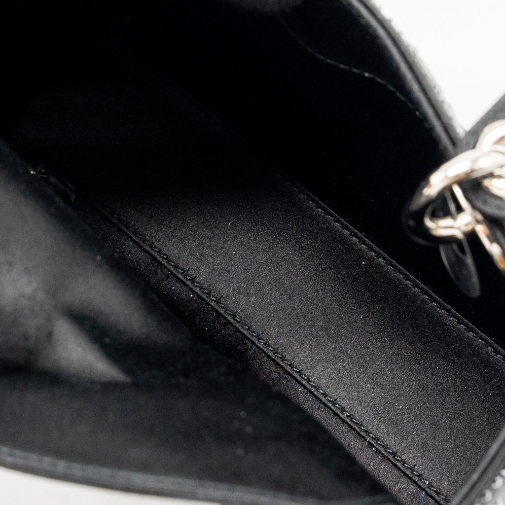DIOR MINI LADY DIOR SATIN CRYSTAL BLACK SHW