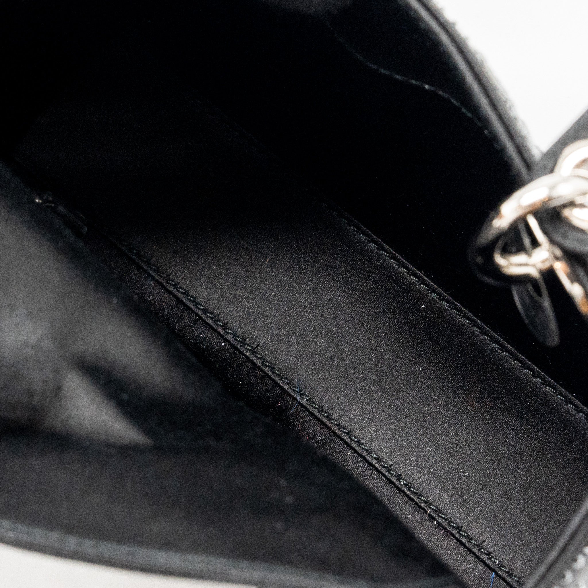 DIOR MINI LADY DIOR SATIN CRYSTAL BLACK SHW