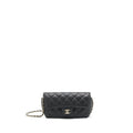 CHANEL GLASSES CASE WITH CHAIN CAVIAR BLACK LGHW