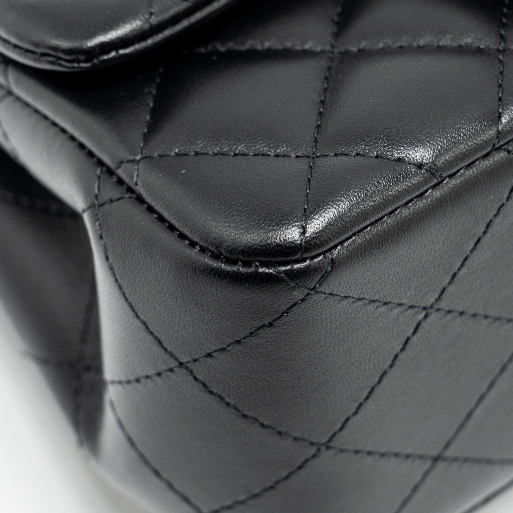 CHANEL MINI SQUARE FLAP BAG LAMBSKIN BLACK SHW (MICROCHIP)