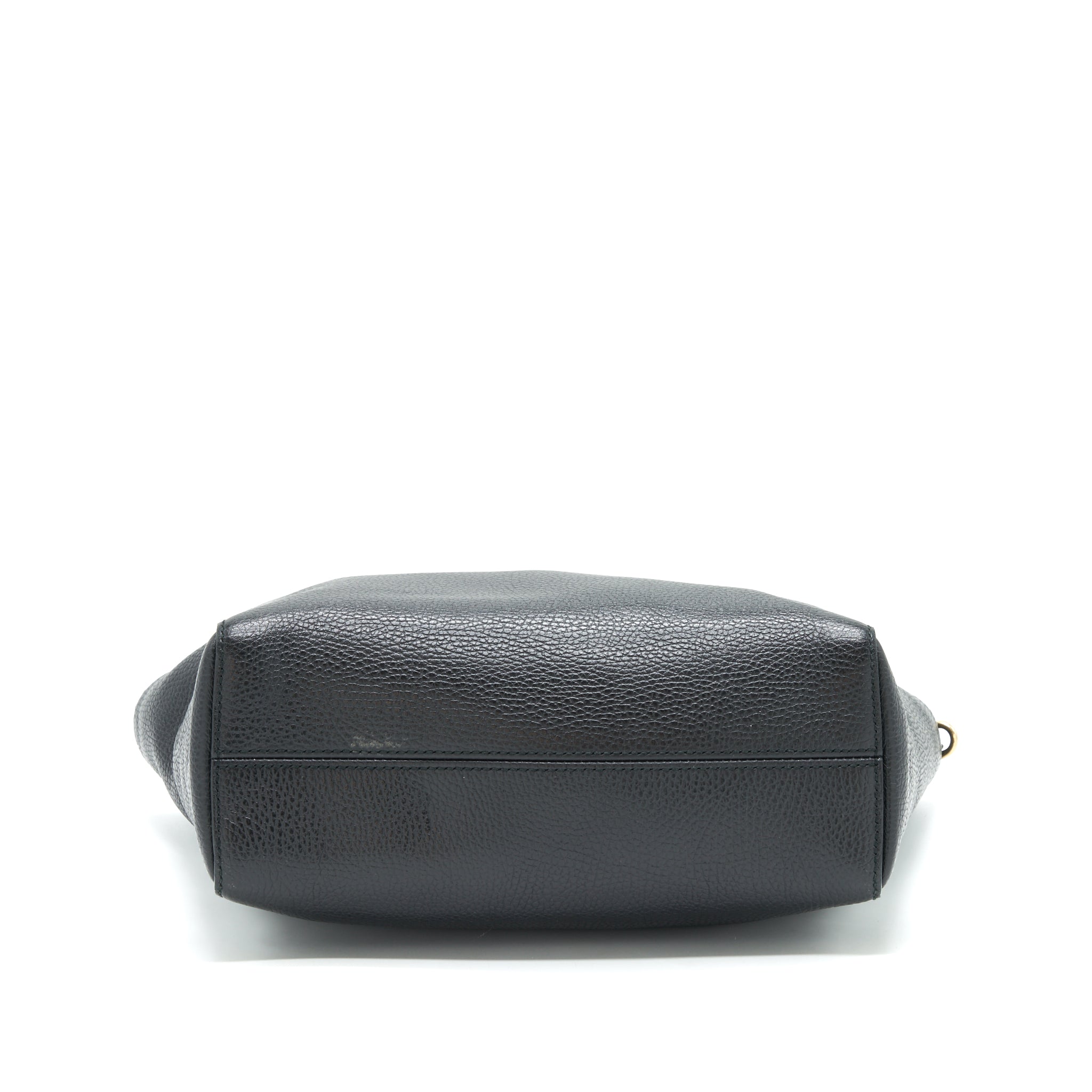 GUCCI GRAINED CALFSKIN TOTE BAG BLACK WITH LONG STRAP