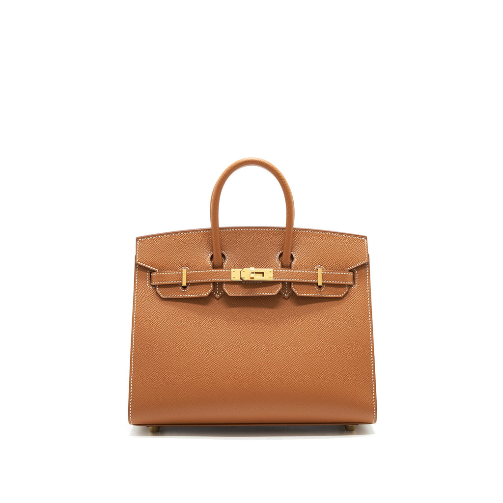 HERMES BIRKIN 25 SELLIER GOLD WITH GHW EPSOM LEATHER