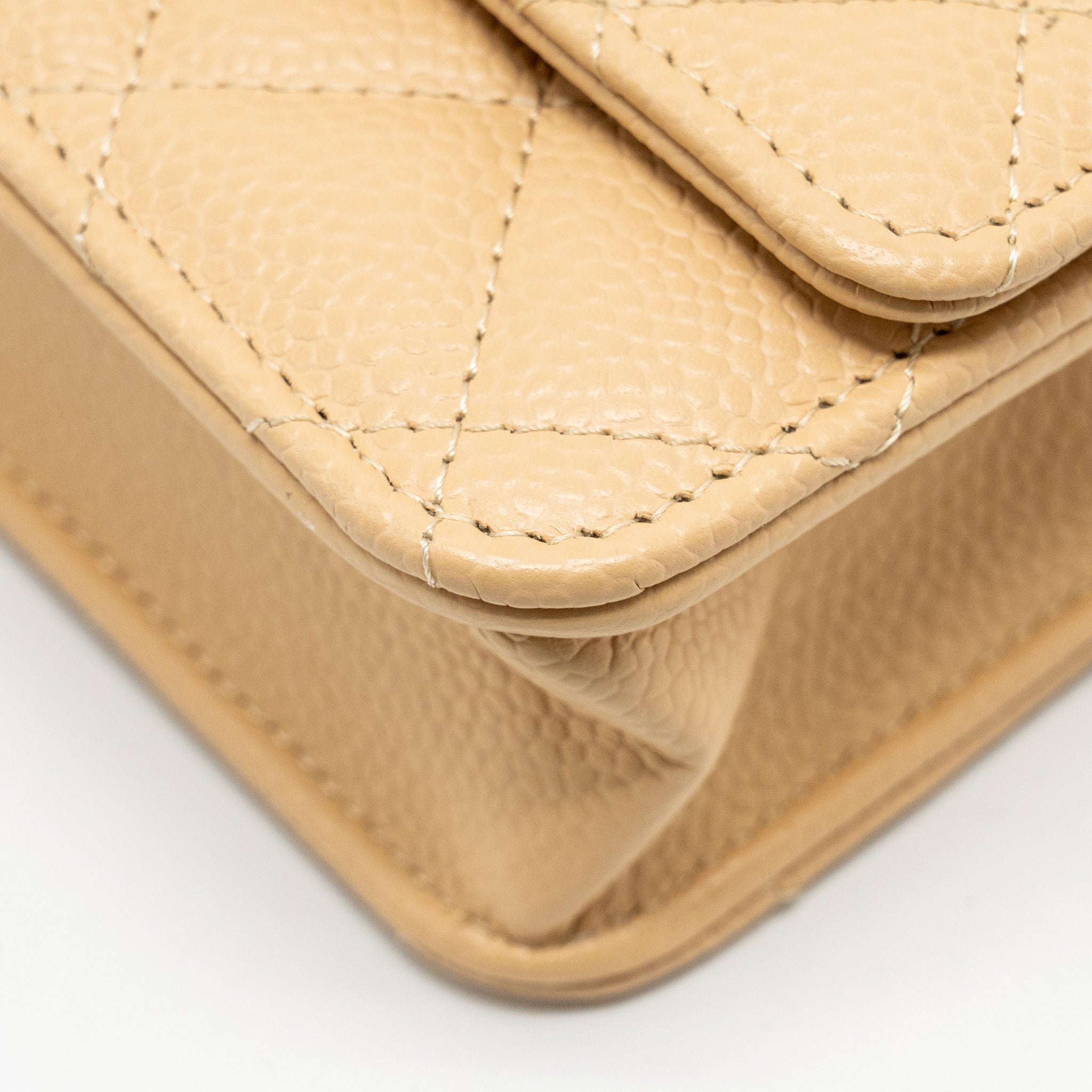 CHANEL CLASSIC WALLET ON CHAIN CAVIAR BEIGE GHW (MICROCHIP)