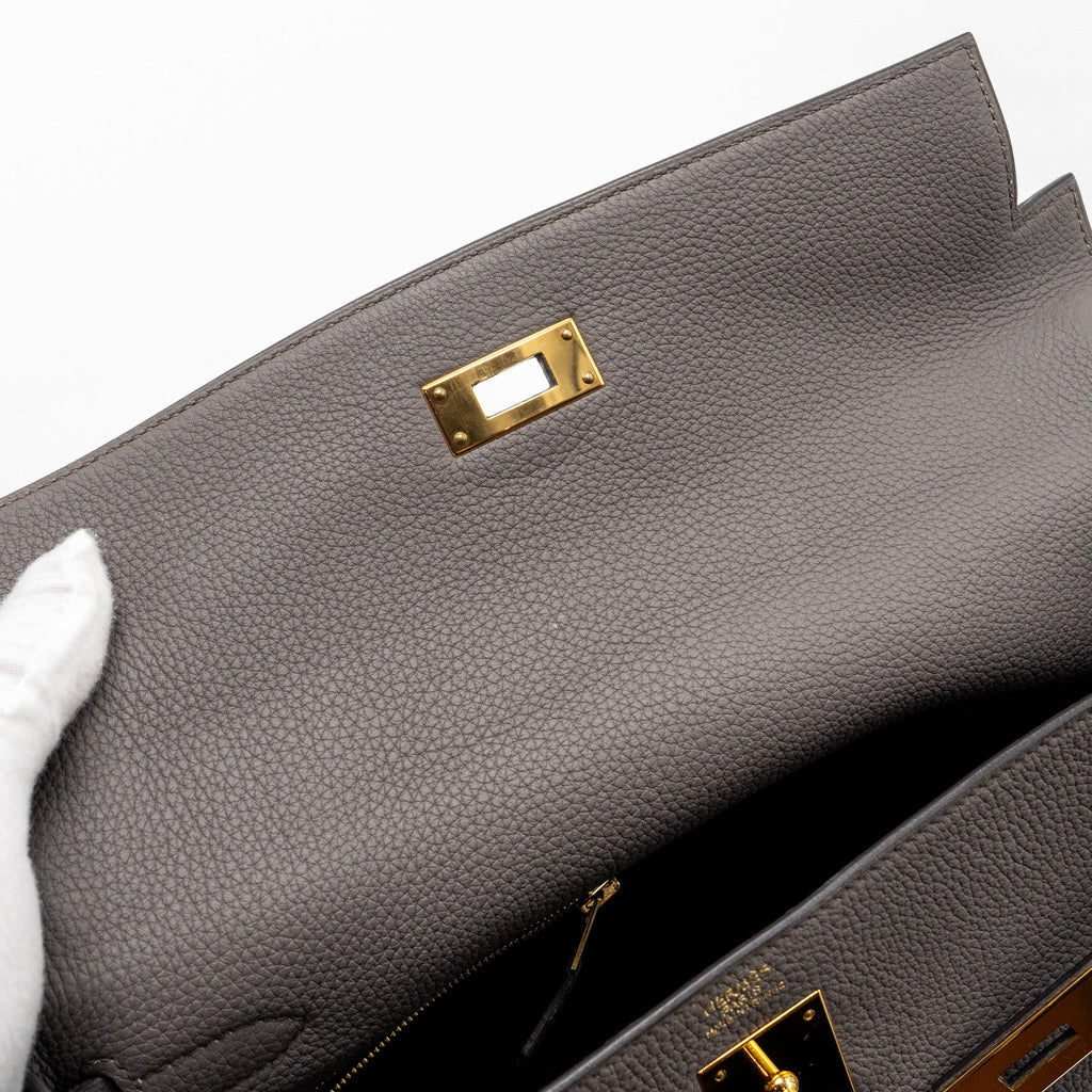 HERMES KELLY 32 TOGO 8F GRIS ETAIN GHW