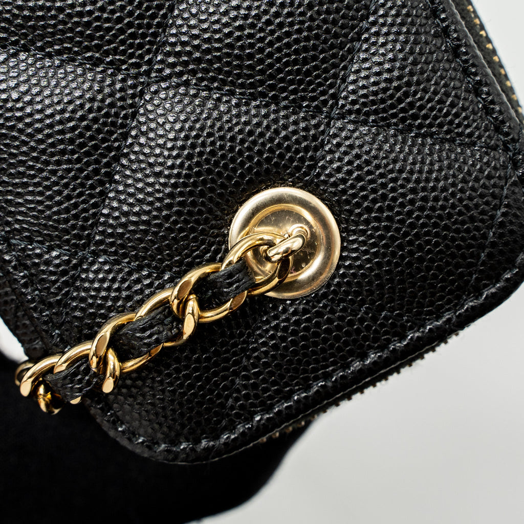 CHANEL MINI VANITY WITH CHAIN CAVIAR BLACK LGHW (MICROCHIP)