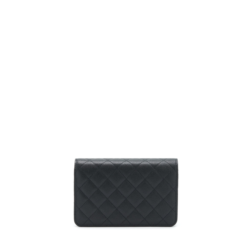 CHANEL 22S DETAILED LOGO WALLET ON CHAIN CAVIAR BLACK LGHW (MICROCHIP)