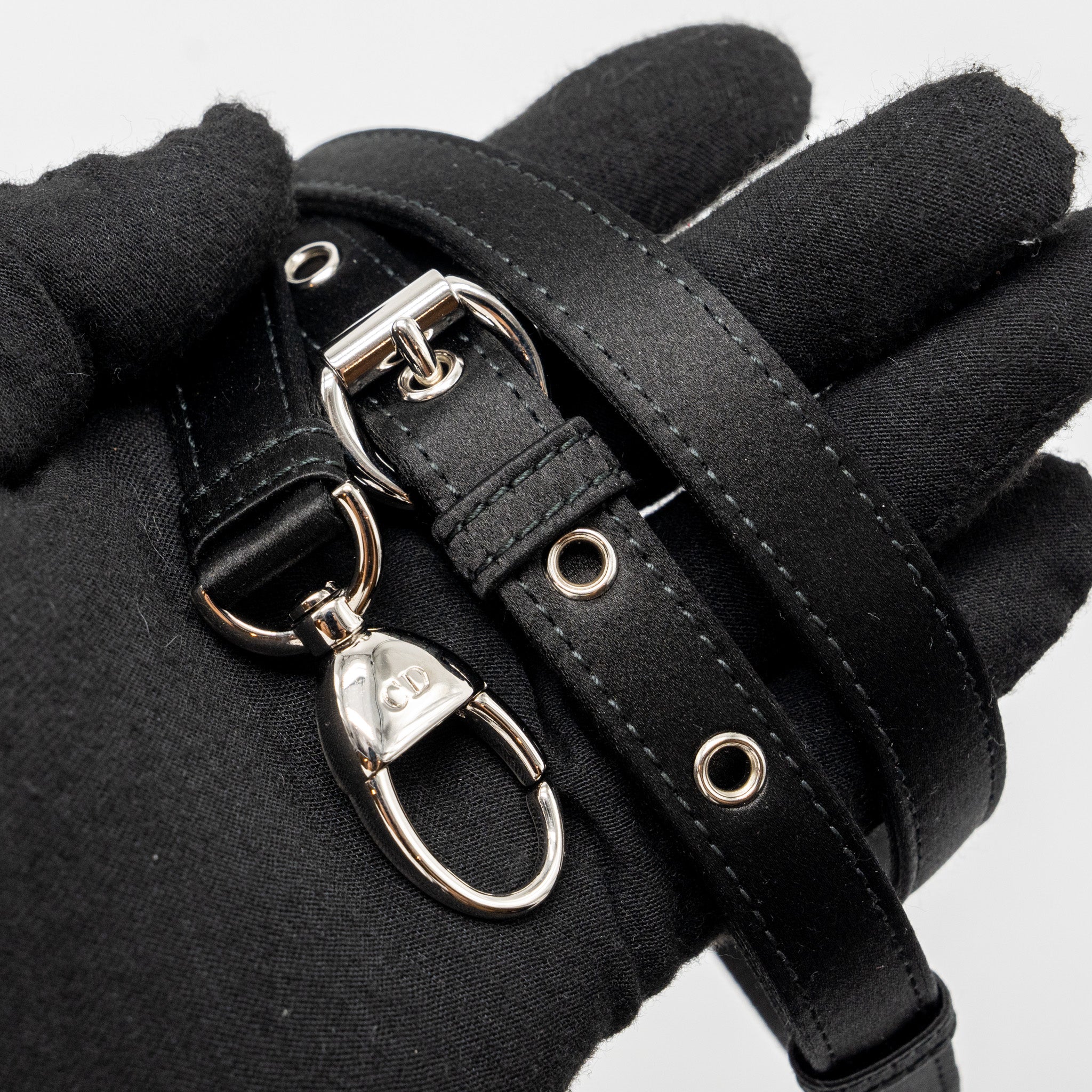 DIOR MINI LADY DIOR SATIN CRYSTAL BLACK SHW