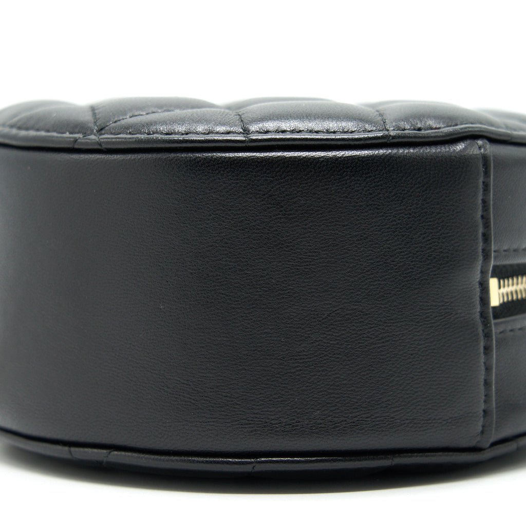CHANEL ROUND CLUTCH WITH CHAIN BLACK BRUSHED GHW