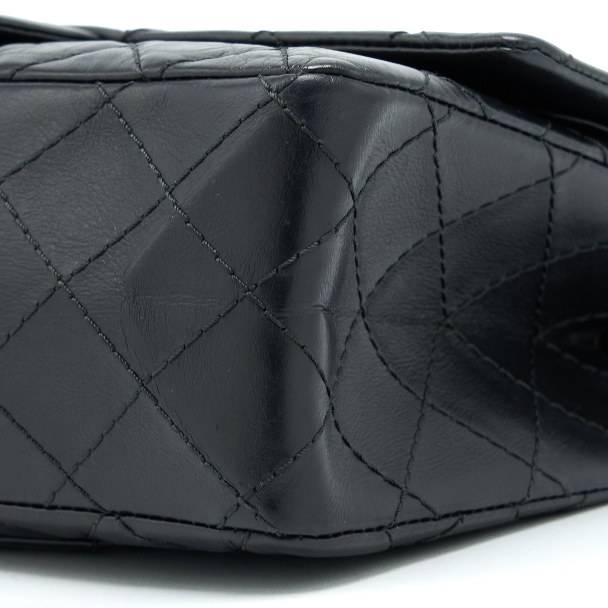 CHANEL SMALL 2.55 225 REISSUE FLAP BAG AGED CALFSKIN BLACK RUTHENIUM SHW