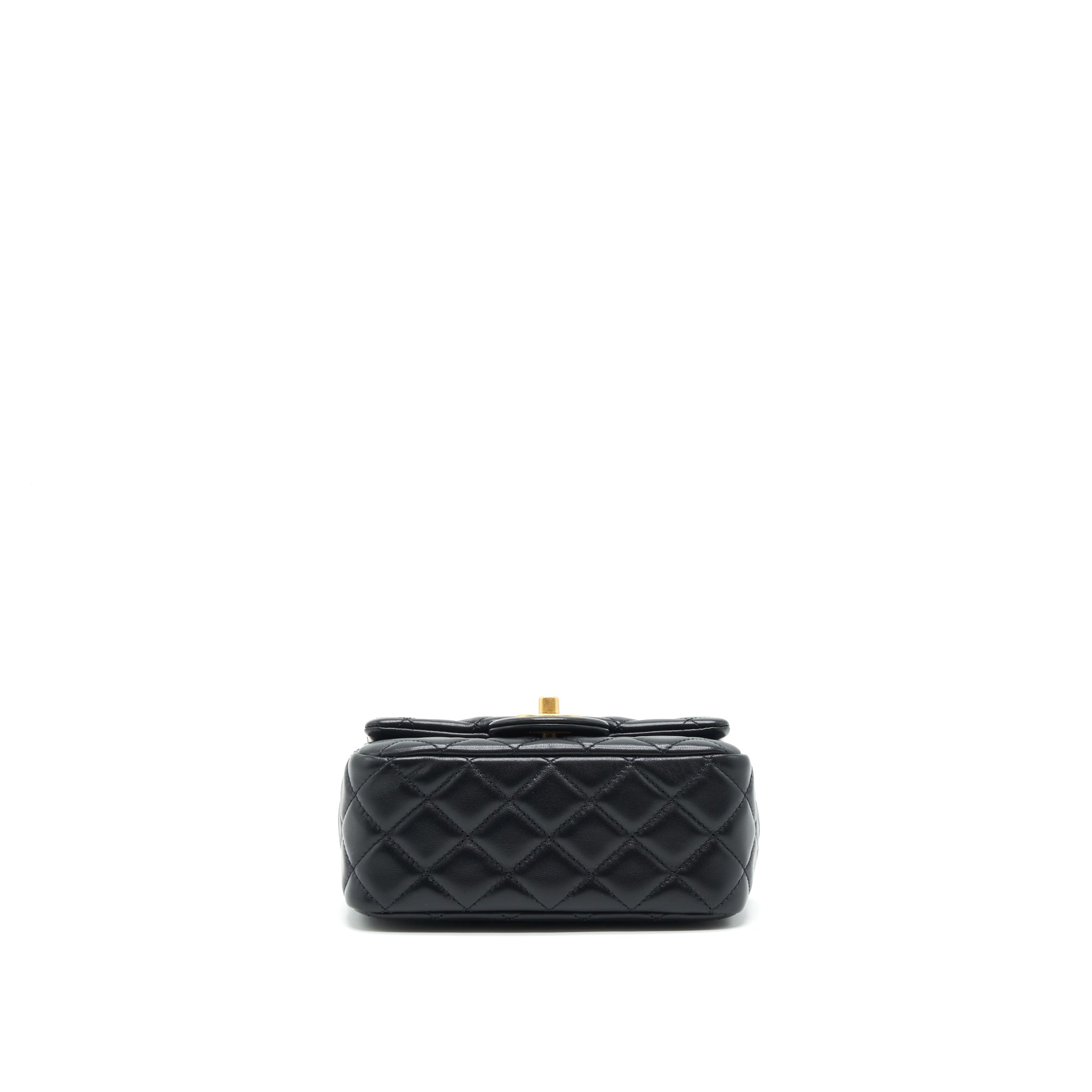 CHANEL 22C PEARL CRUSH MINI SQUARE FLAP BAG LAMBSKIN BLACK GHW (MICROCHIP)