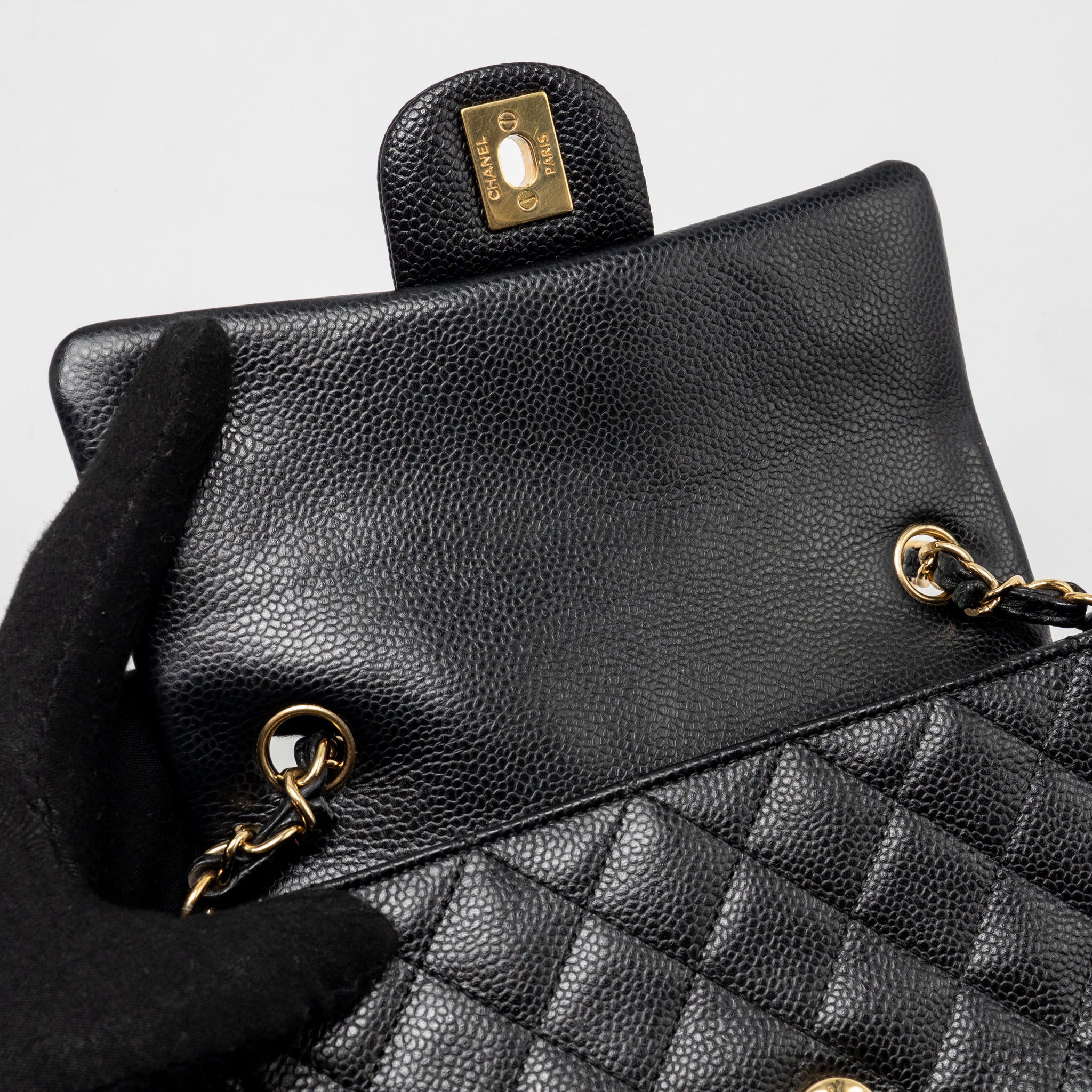 CHANEL MINI RECTANGULAR FLAP BAG CAVIAR BLACK GHW