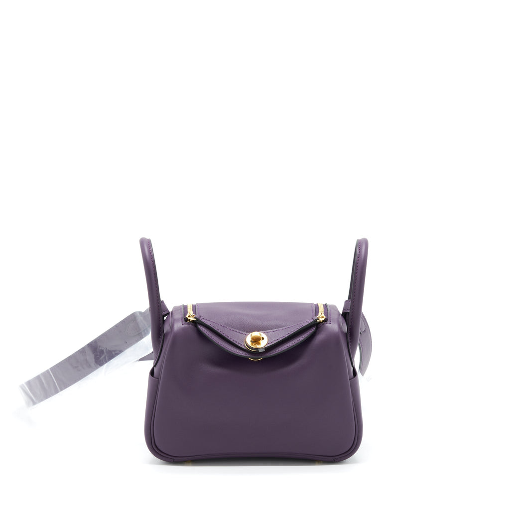 HERMES MINI LINDY SWIFT CASSIS/BLEU ROYAL GHW