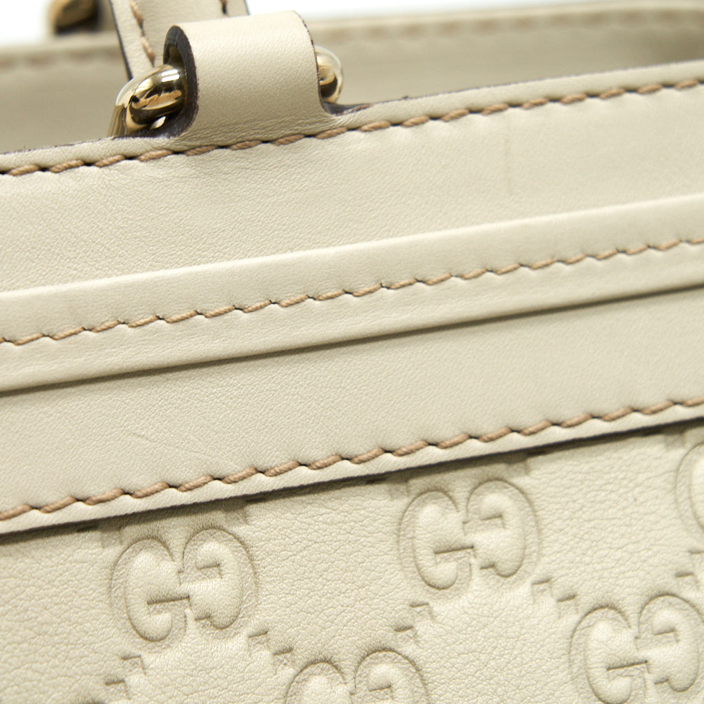 GUCCI INTERLOCK PATTERN TOTE BAG LIGHT GREY