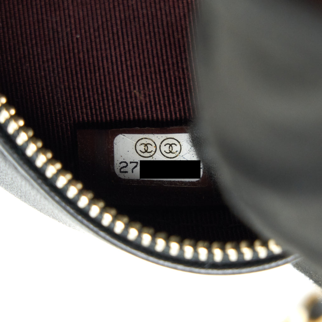 CHANEL ROUND CLUTCH WITH CHAIN BLACK BRUSHED GHW