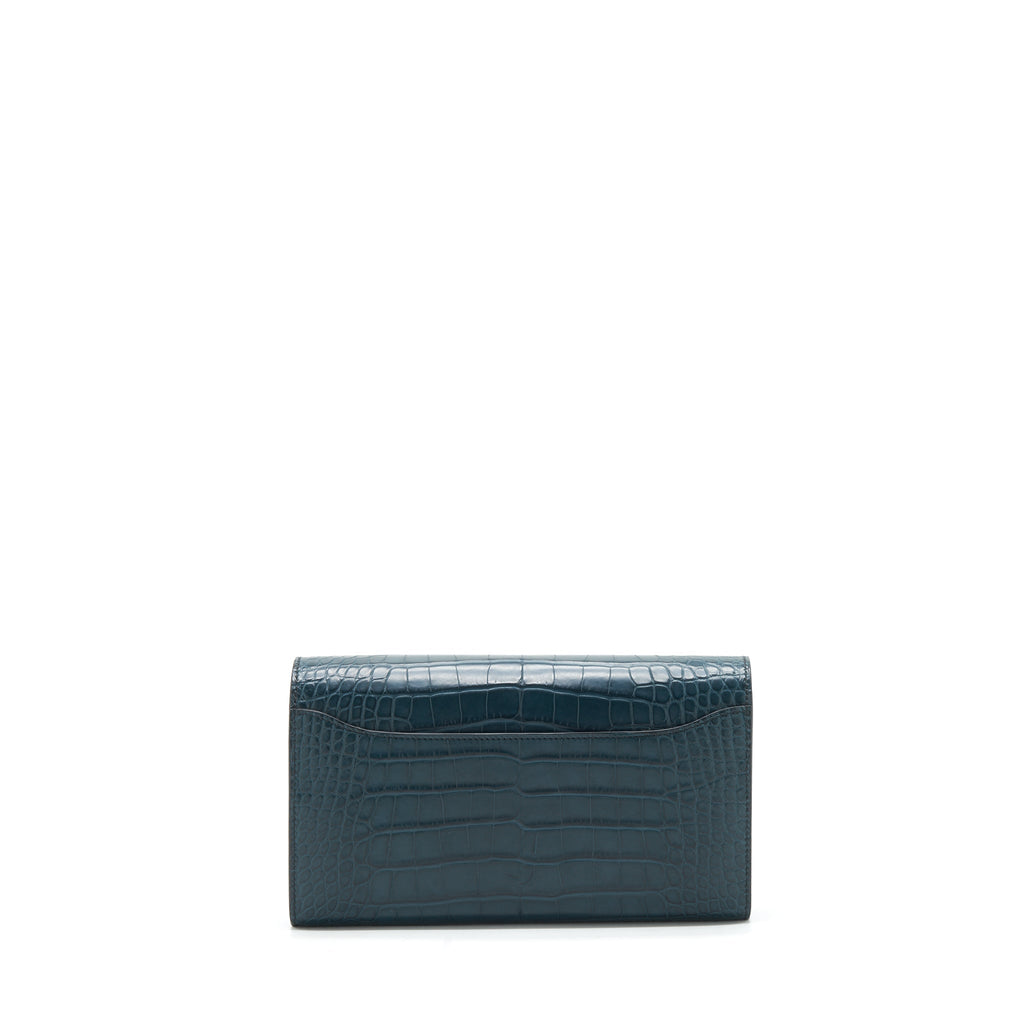 HERMES CONSTANCE LONG WALLET ALLIGATOR VERT ROUSSEAU GHW