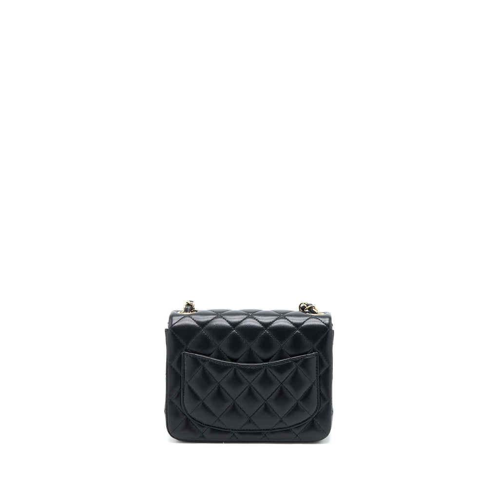 CHANEL CLASSIC MINI SQUARE FLAP BAG LAMBSKIN BLACK LGHW (MICROCHIP)