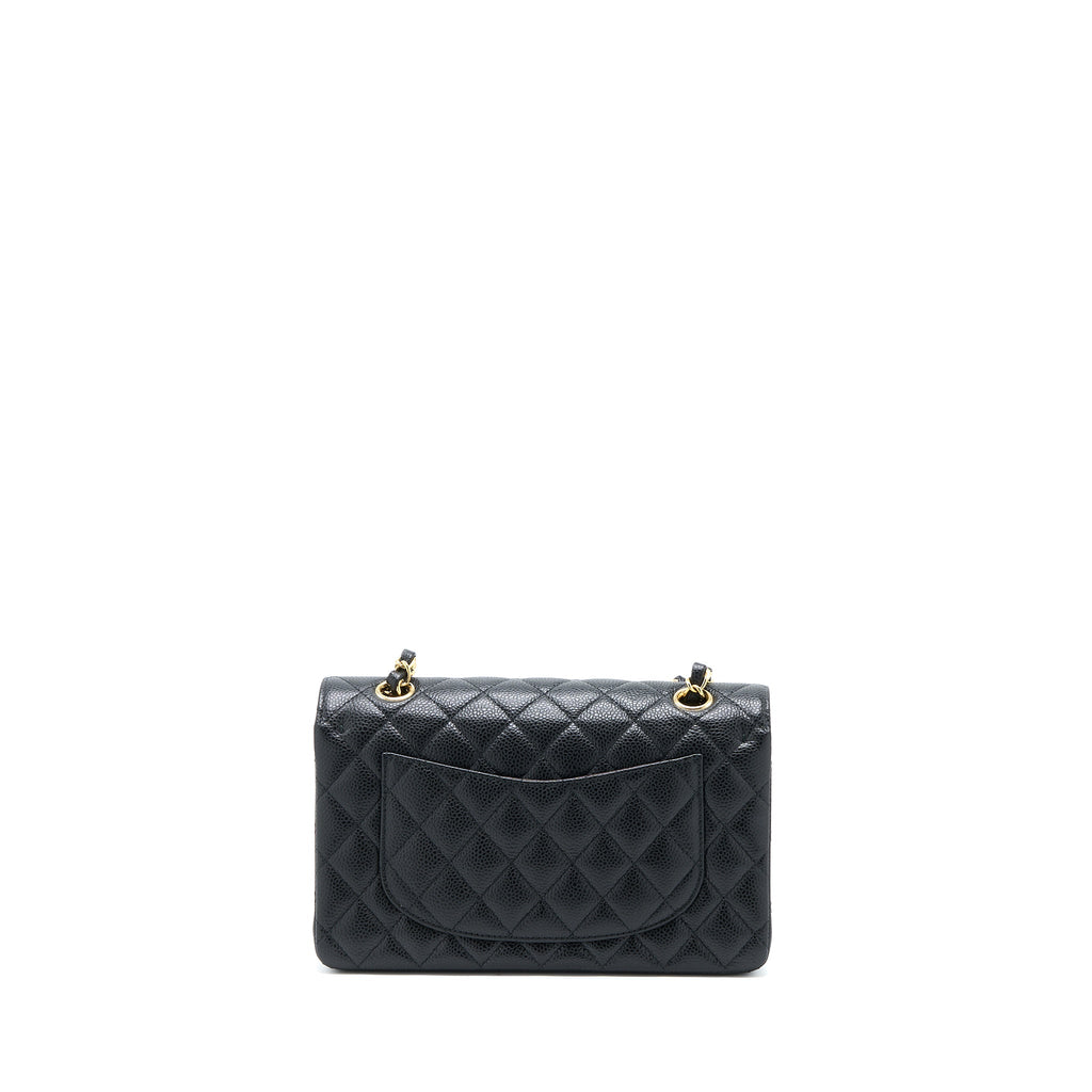 CHANEL SMALL CLASSIC DOUBLE FLAP BAG CAVIAR BLACK GHW (MICROCHIP)
