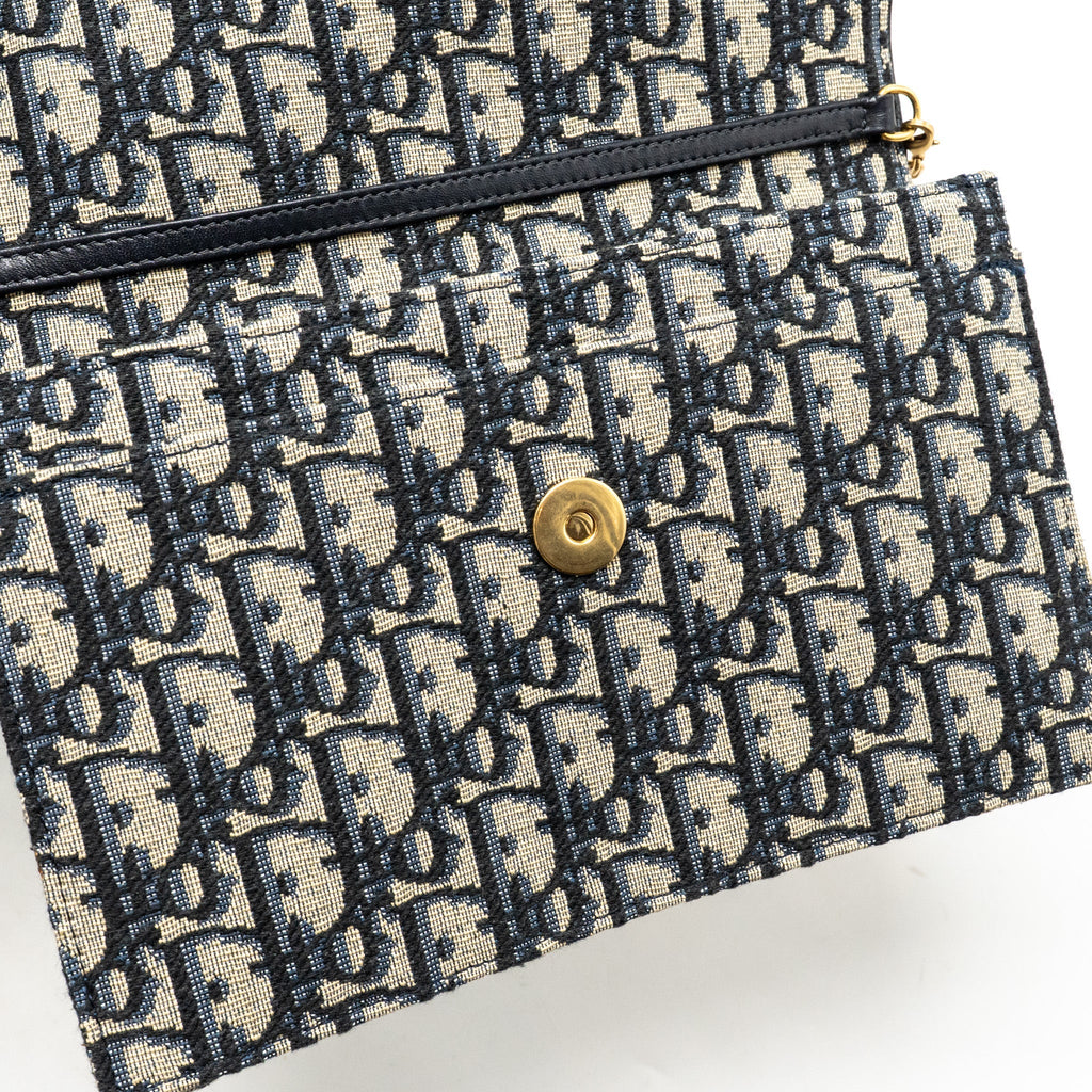 DIOR SADDLE POUCH DIOR OBLIQUE CANVAS BLUE GHW