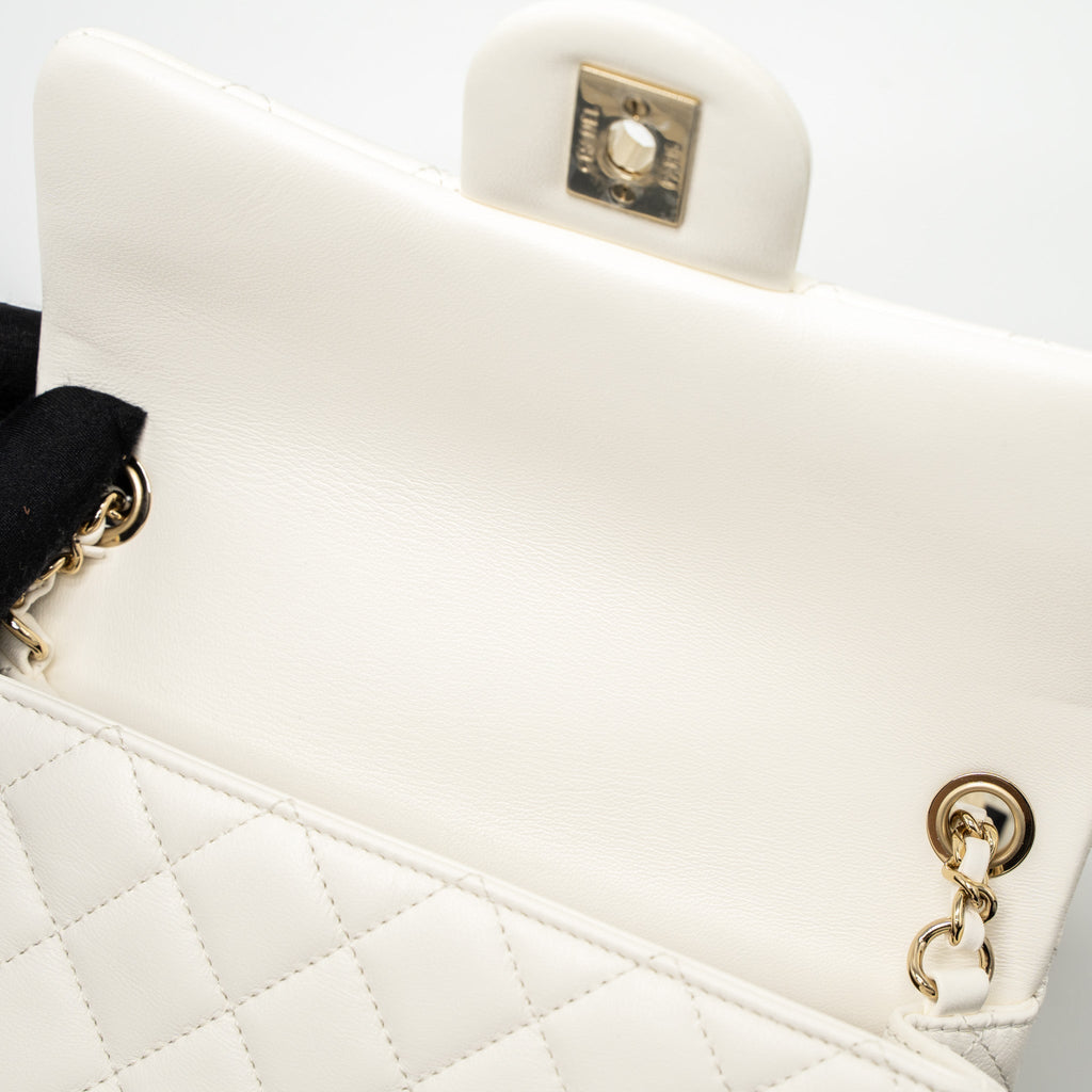 CHANEL 23C PEARL CRUSH MINI RECTANGULAR FLAP BAG LAMBSKIN WHITE LGHW (MICROCHIP)