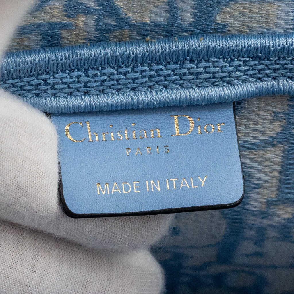 DIOR MEDIUM SADDLE BAG OBLIQUE EMBROIDERY LIGHT BLUE GHW