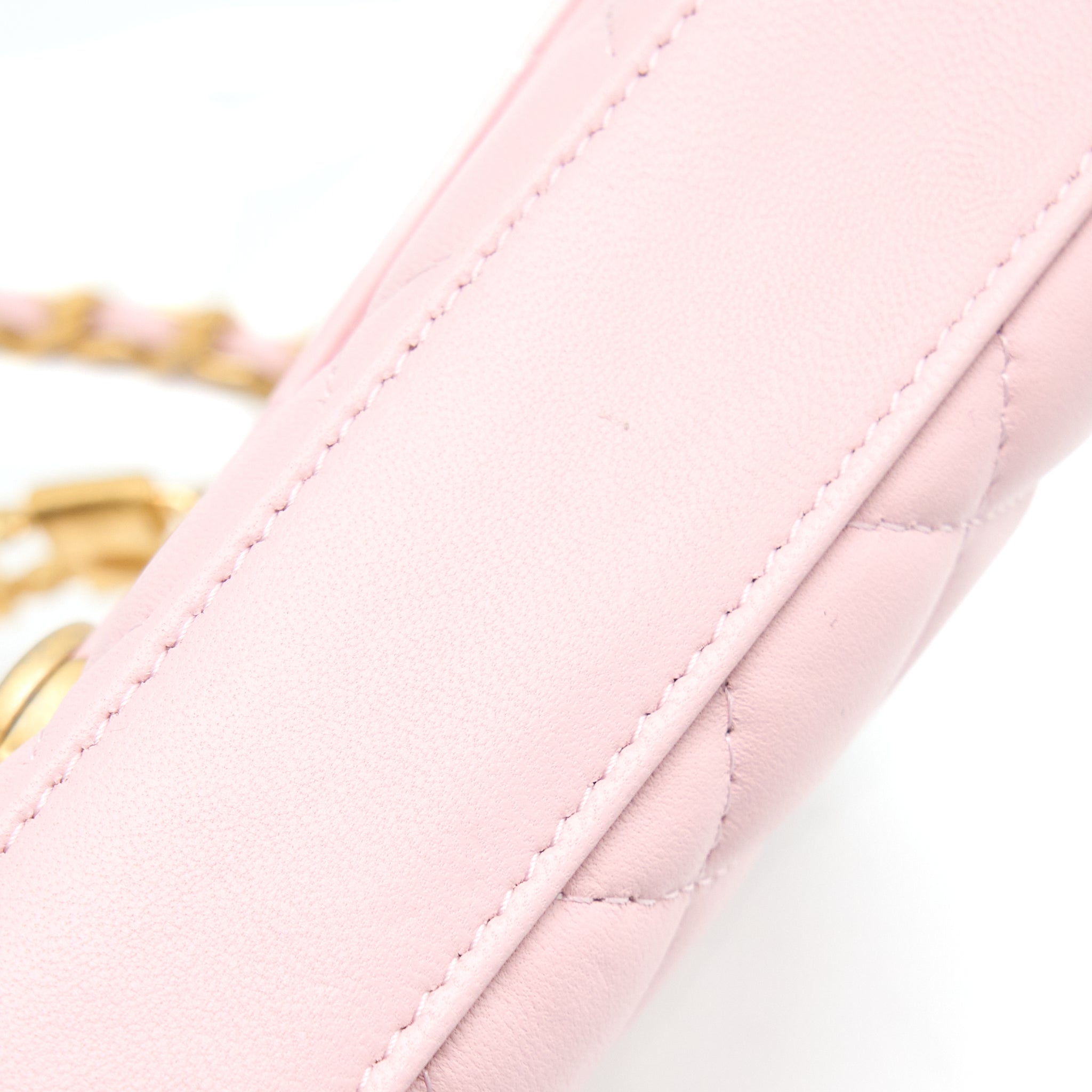 CHANEL 22B FLAP BAG ENAMEL/CC LOGO TOP HANDLE LAMBSKIN NJ523 LIGHT PINK BRUSHED GHW