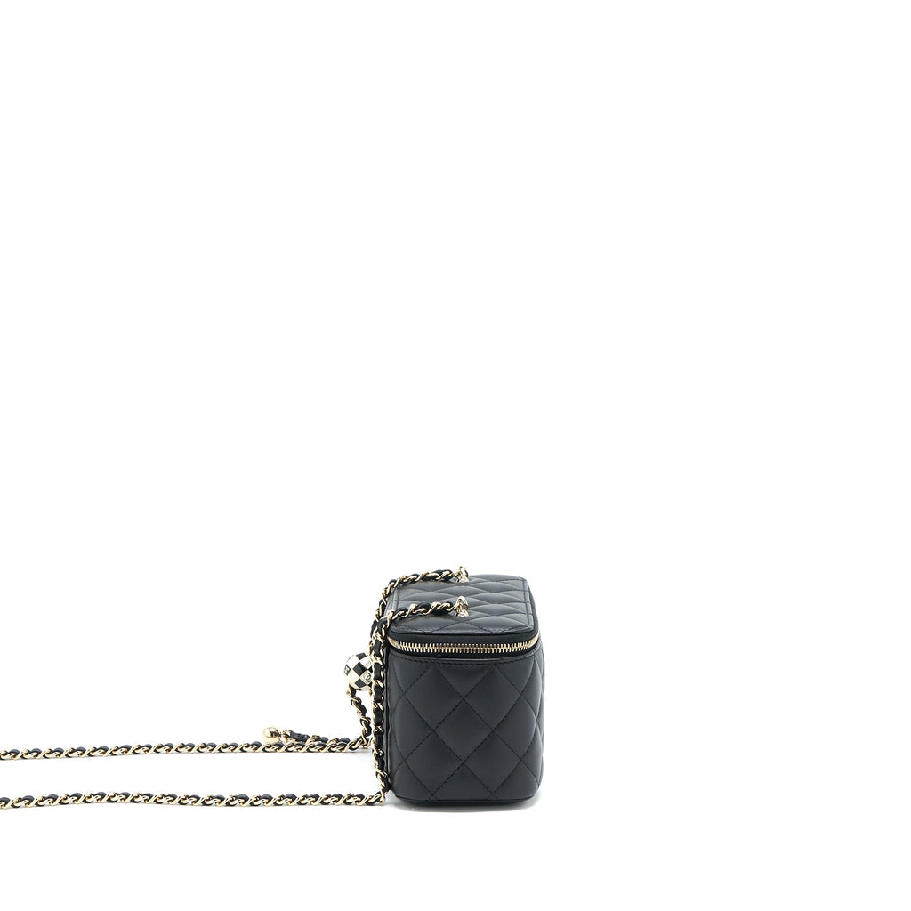 CHANEL 23C PEARL CRUSH LONG VANITY LAMBSKIN BLACK LGHW (MICROCHIP)