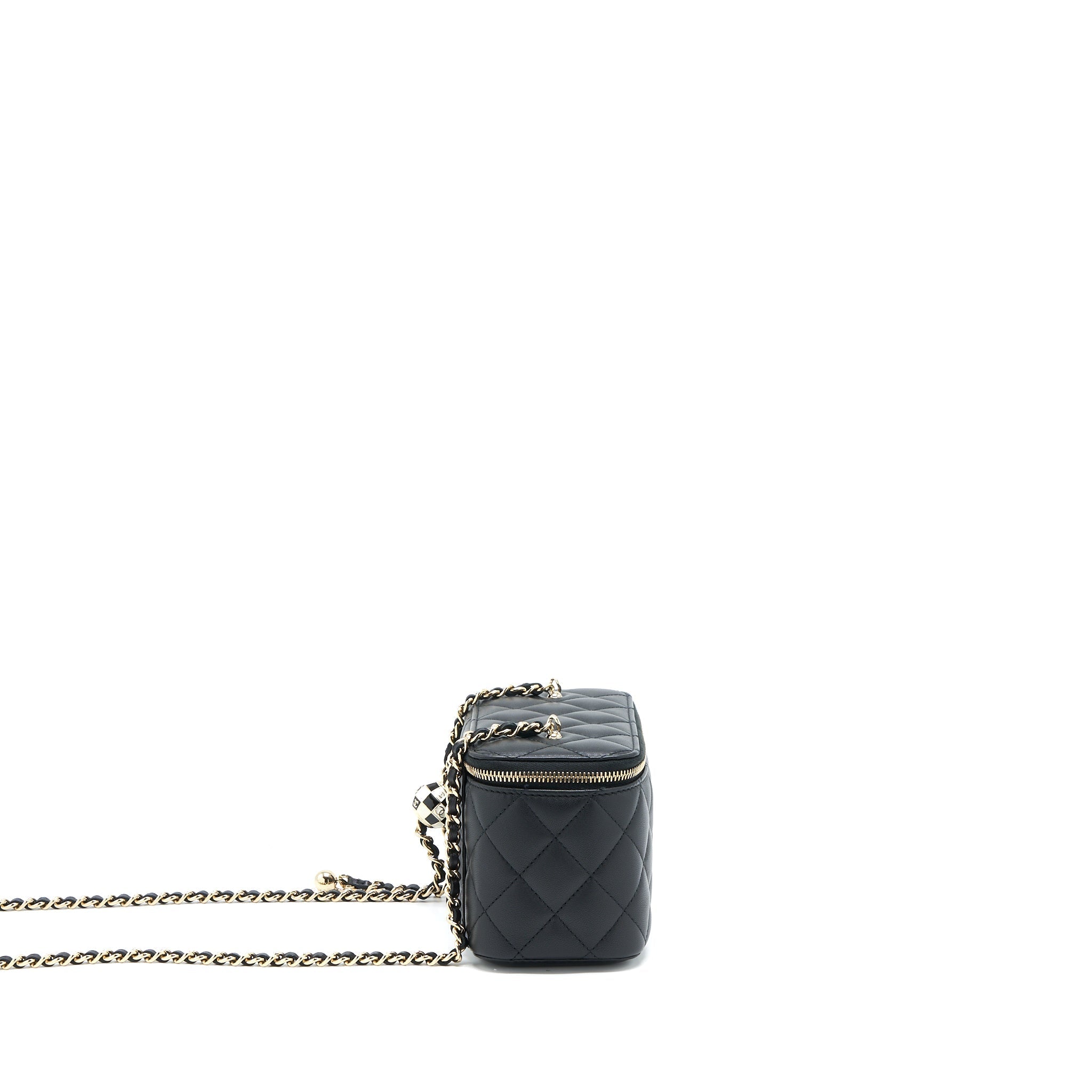 CHANEL 23C PEARL CRUSH LONG VANITY LAMBSKIN BLACK LGHW (MICROCHIP)