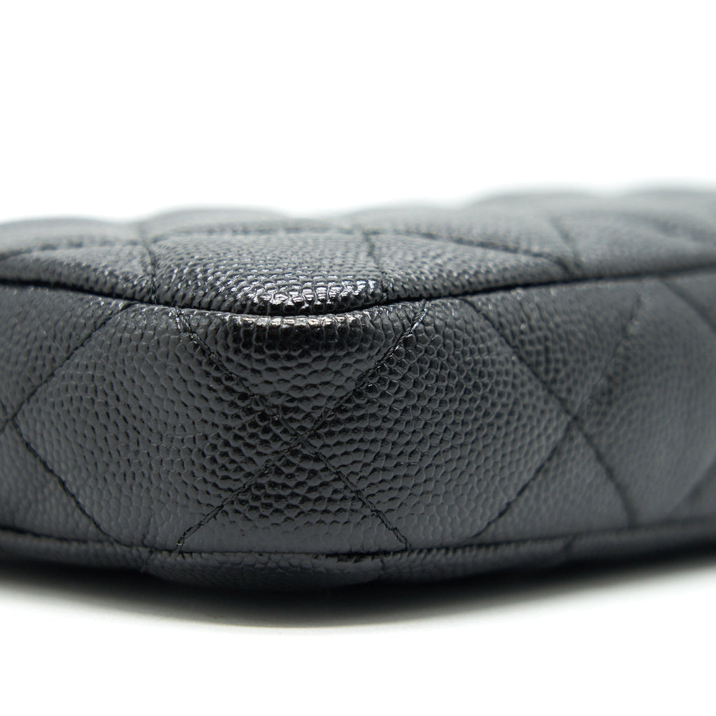 CHANEL DOUBLE ZIP WALLET ON CHAIN CAVIAR BLACK LGHW