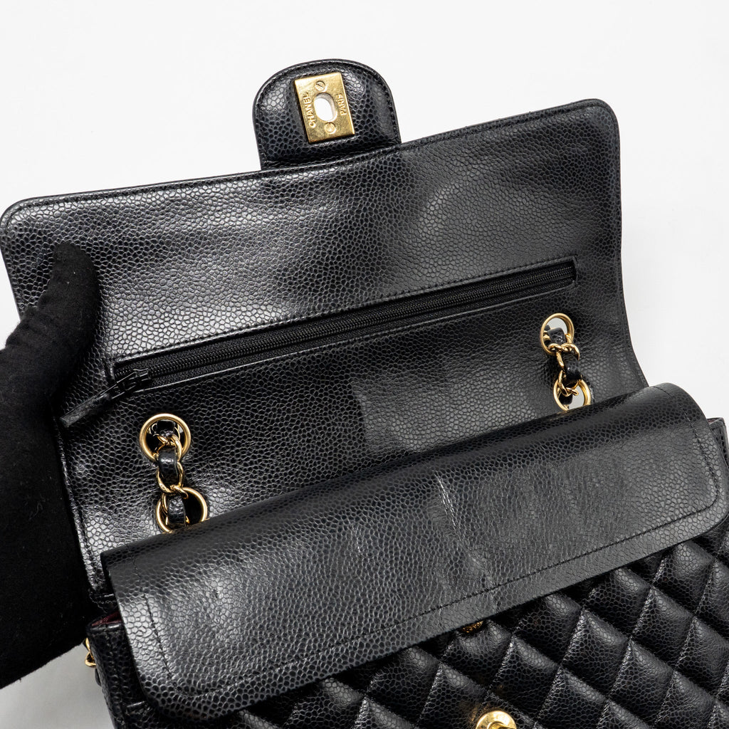 CHANEL MEDIUM CLASSIC DOUBLE FLAP BAG CAVIAR BLACK GHW