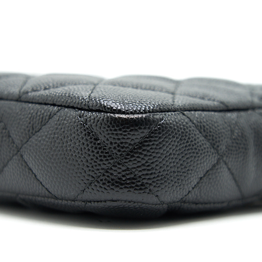 CHANEL DOUBLE ZIP WALLET ON CHAIN CAVIAR BLACK LGHW