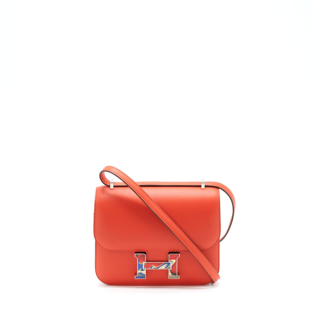 HERMES MINI CONSTANCE SWIFT CAPUCINE WITH MARBLE/MULTICOLOUR BUCKLE STRAM Y