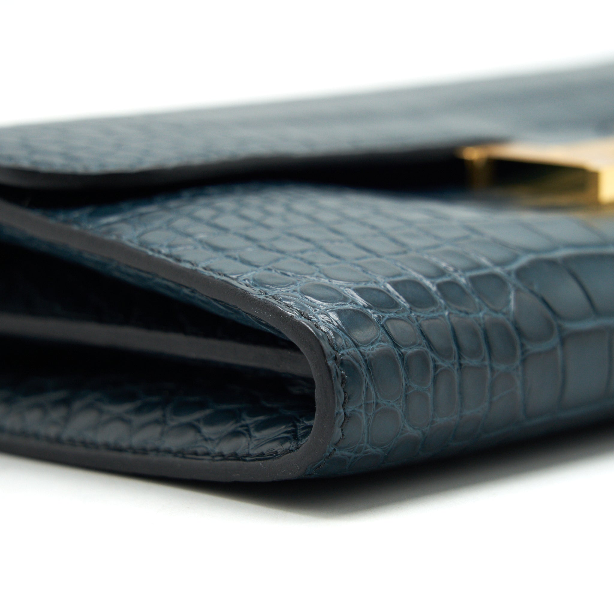 HERMES CONSTANCE LONG WALLET ALLIGATOR VERT ROUSSEAU GHW