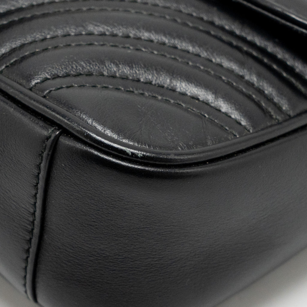 GUCCI SMALL GG MARMONT SHOULDER BAG CALFSKIN BLACK GHW