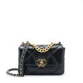 CHANEL SMALL 19 BAG LAMBSKIN BLACK GHW (MICROCHIP)