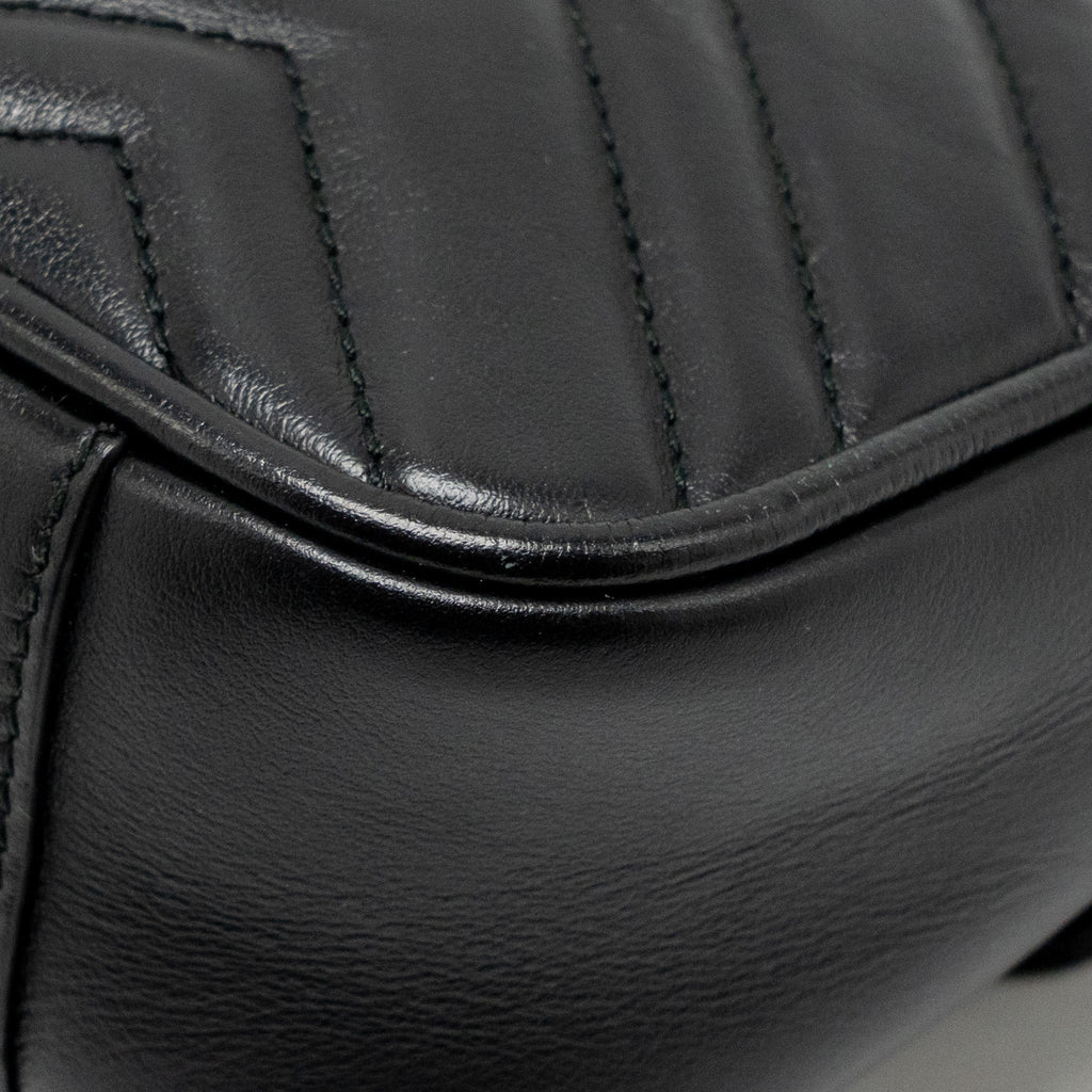 GUCCI SMALL GG MARMONT SHOULDER BAG CALFSKIN BLACK GHW