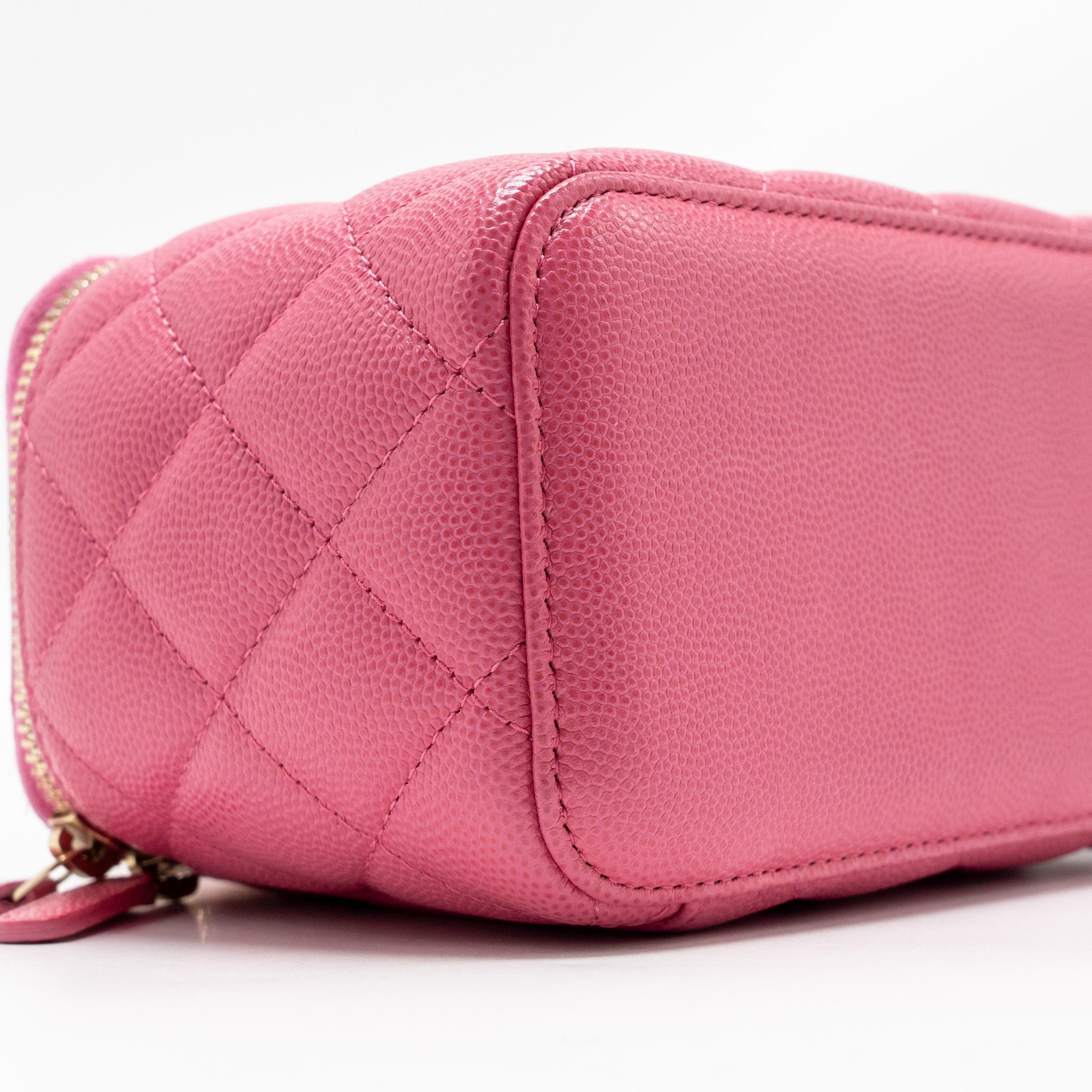 CHANEL LONG VANITY CASE WITH CHAIN CAVIAR HOT PINK LGHW