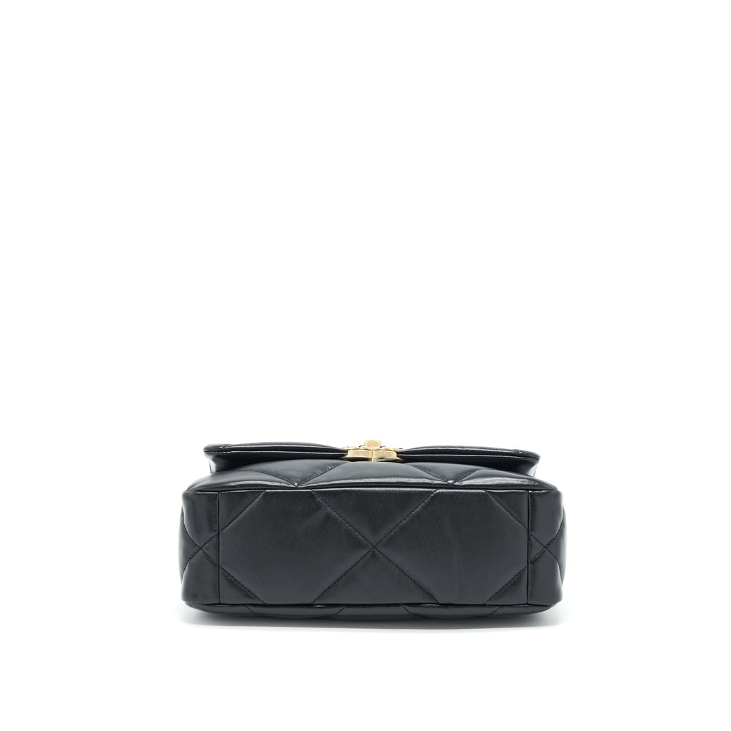 CHANEL SMALL 19 BAG LAMBSKIN BLACK GHW (MICROCHIP)