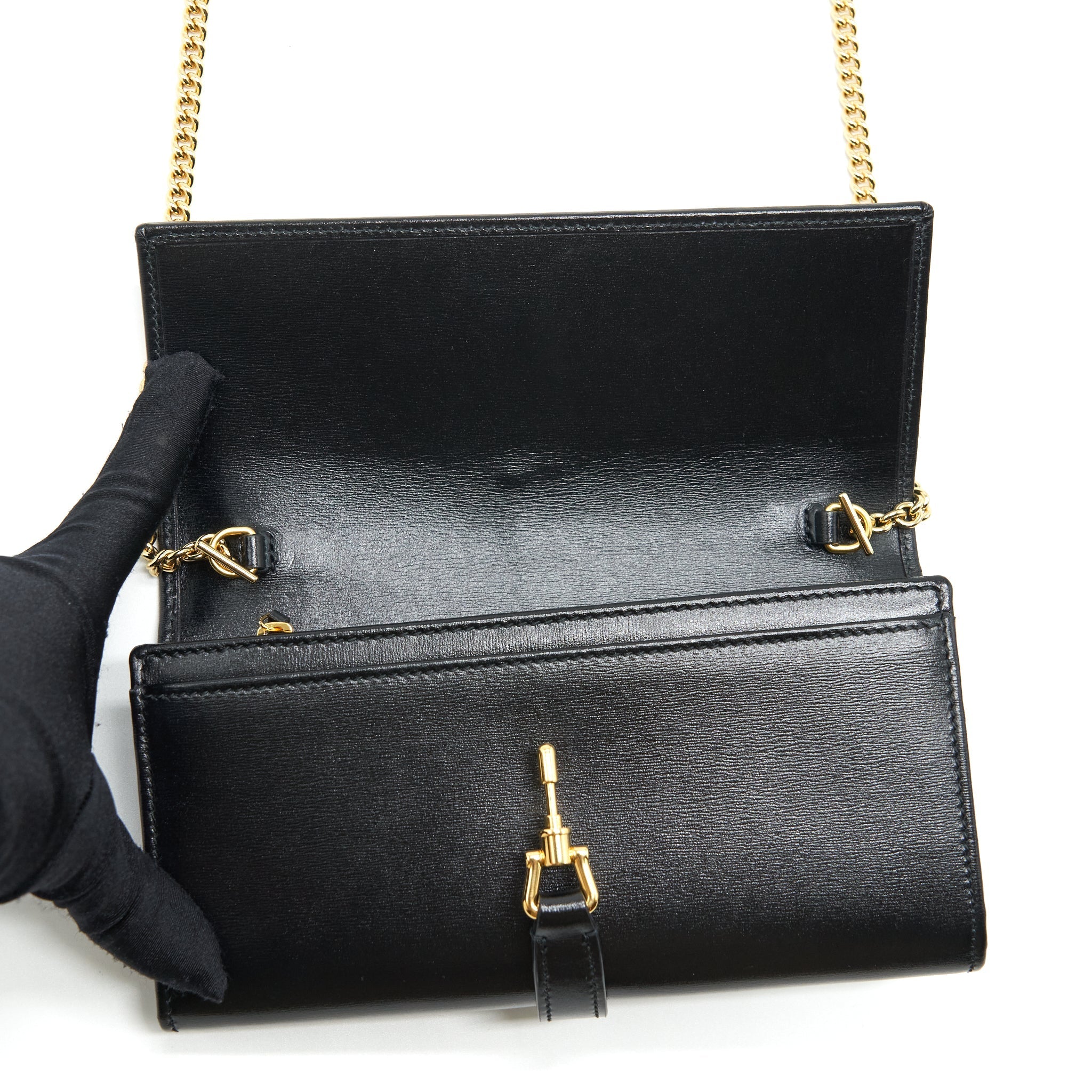 GUCCI JACKIE 1961 CHAIN WALLET BLACK GHW