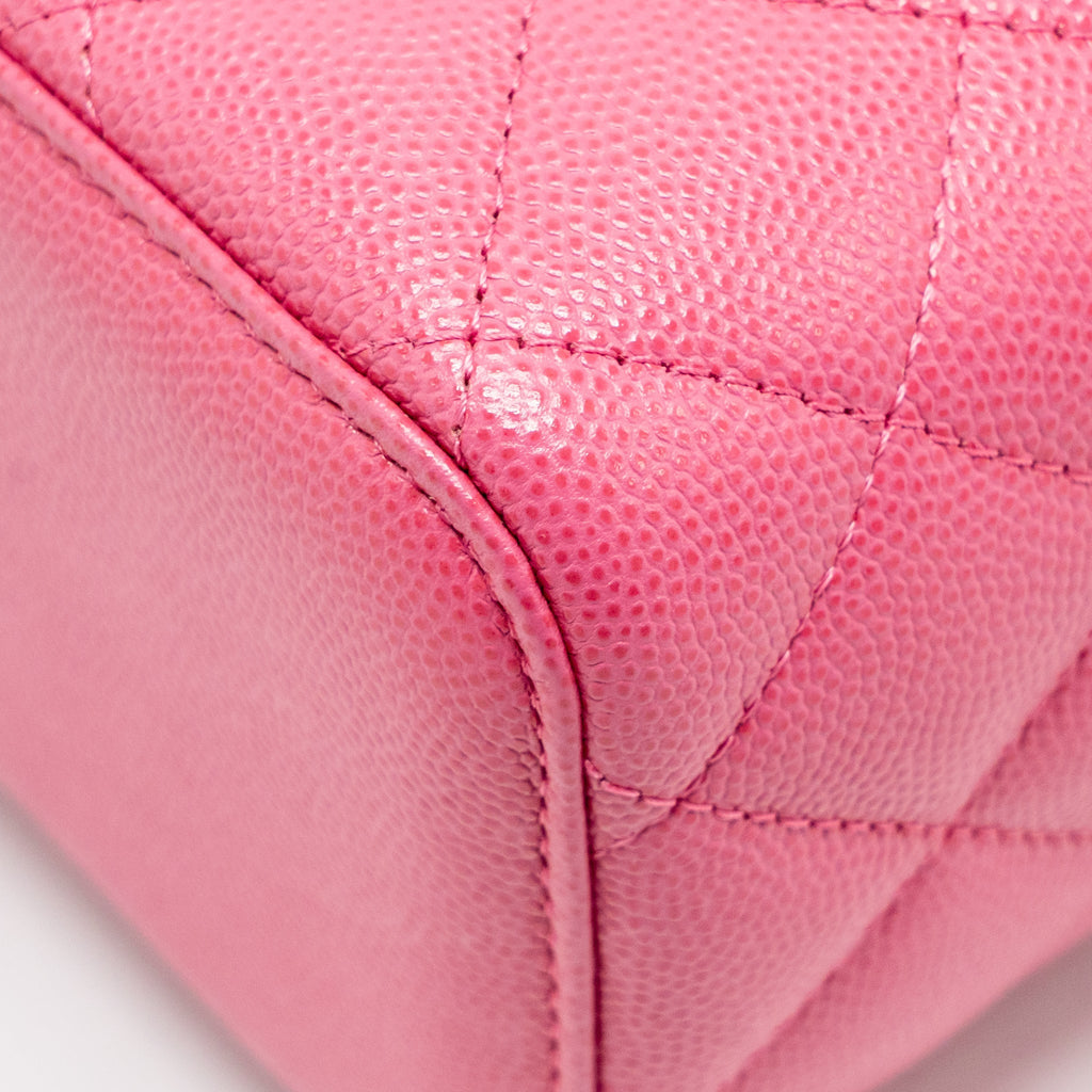CHANEL LONG VANITY CASE WITH CHAIN CAVIAR HOT PINK LGHW