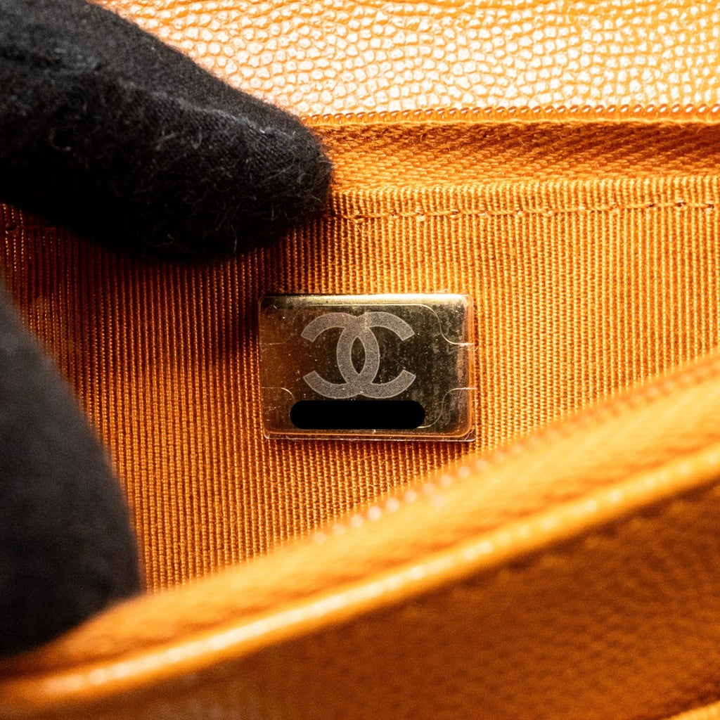 CHANEL CLASSIC WALLET ON CHAIN CAVIAR CARAMEL GHW (MICROCHIP)