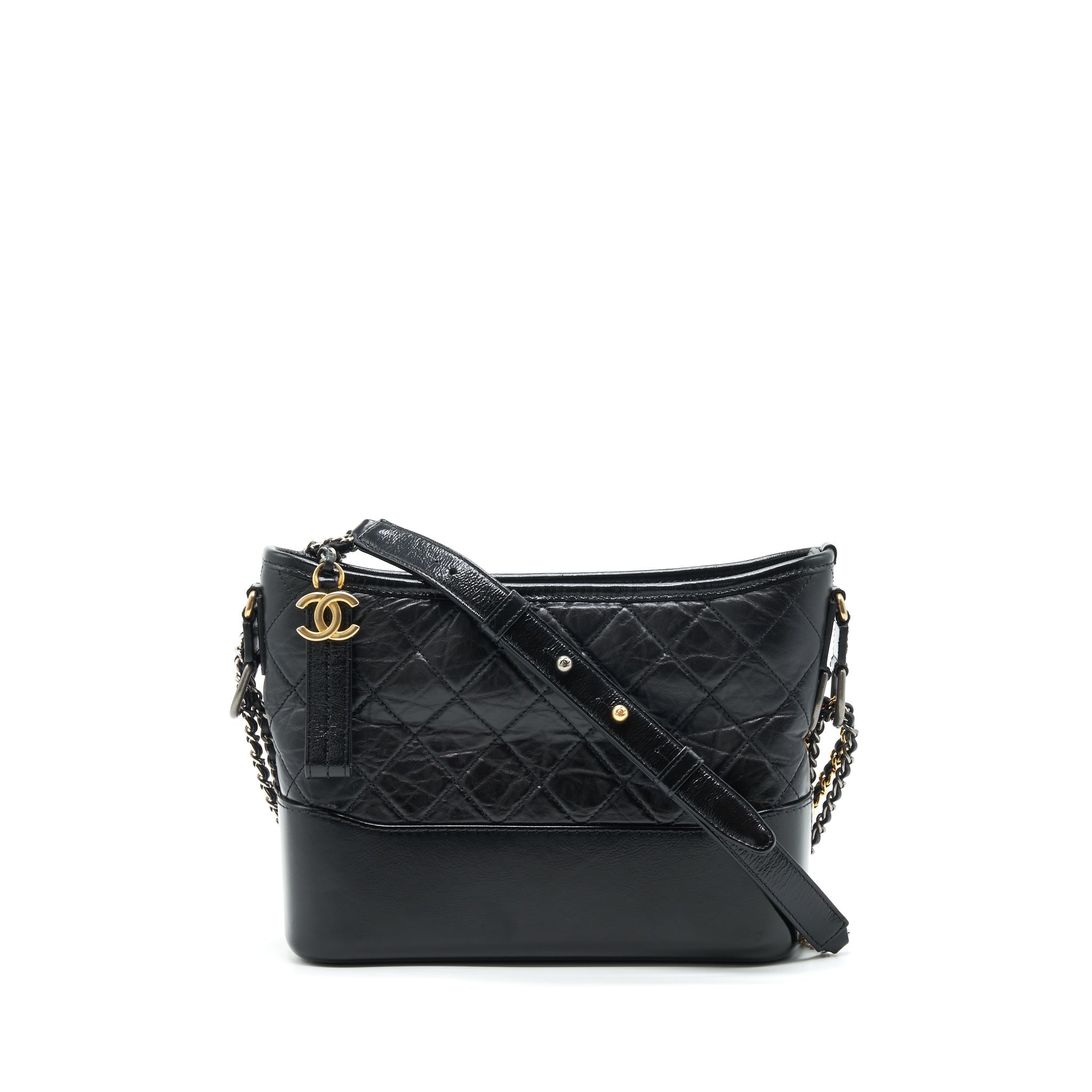 CHANEL NEW MEDIUM GABRIELLE HOBO BAG AGED SMOOTH CALFSKIN WITH GOLD/SILVER HARDWARE