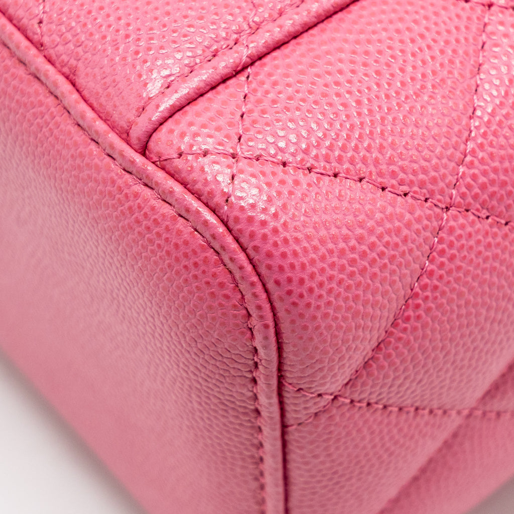 CHANEL LONG VANITY CASE WITH CHAIN CAVIAR HOT PINK LGHW