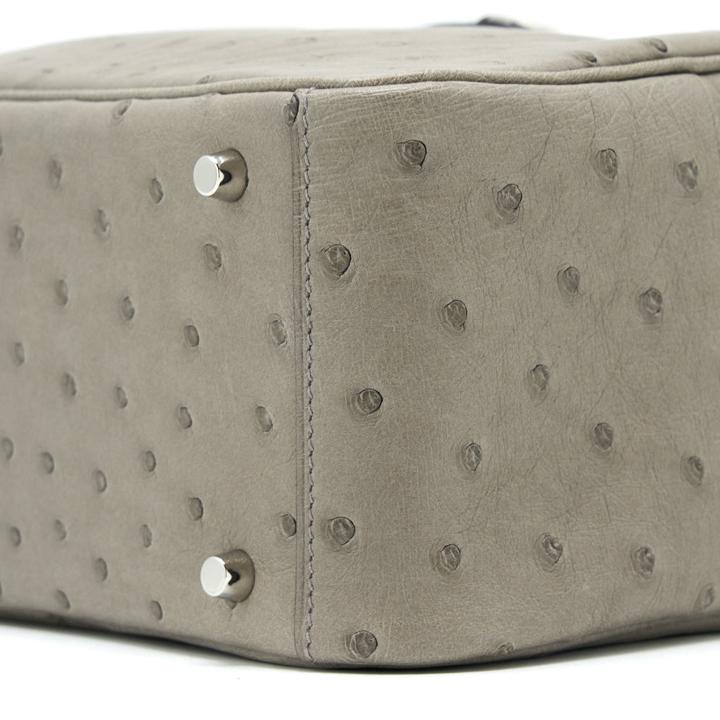 HERMES MINI LINDY OSTRICH 81 GRIS TOURTERELLE SHW