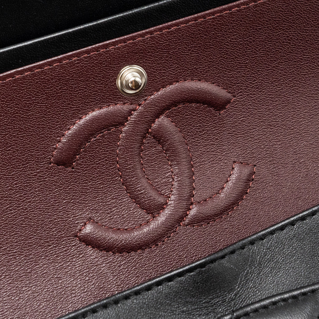 CHANEL SMALL CLASSIC DOUBLE FLAP BAG LAMBSKIN BLACK SHW (MICROCHIP)