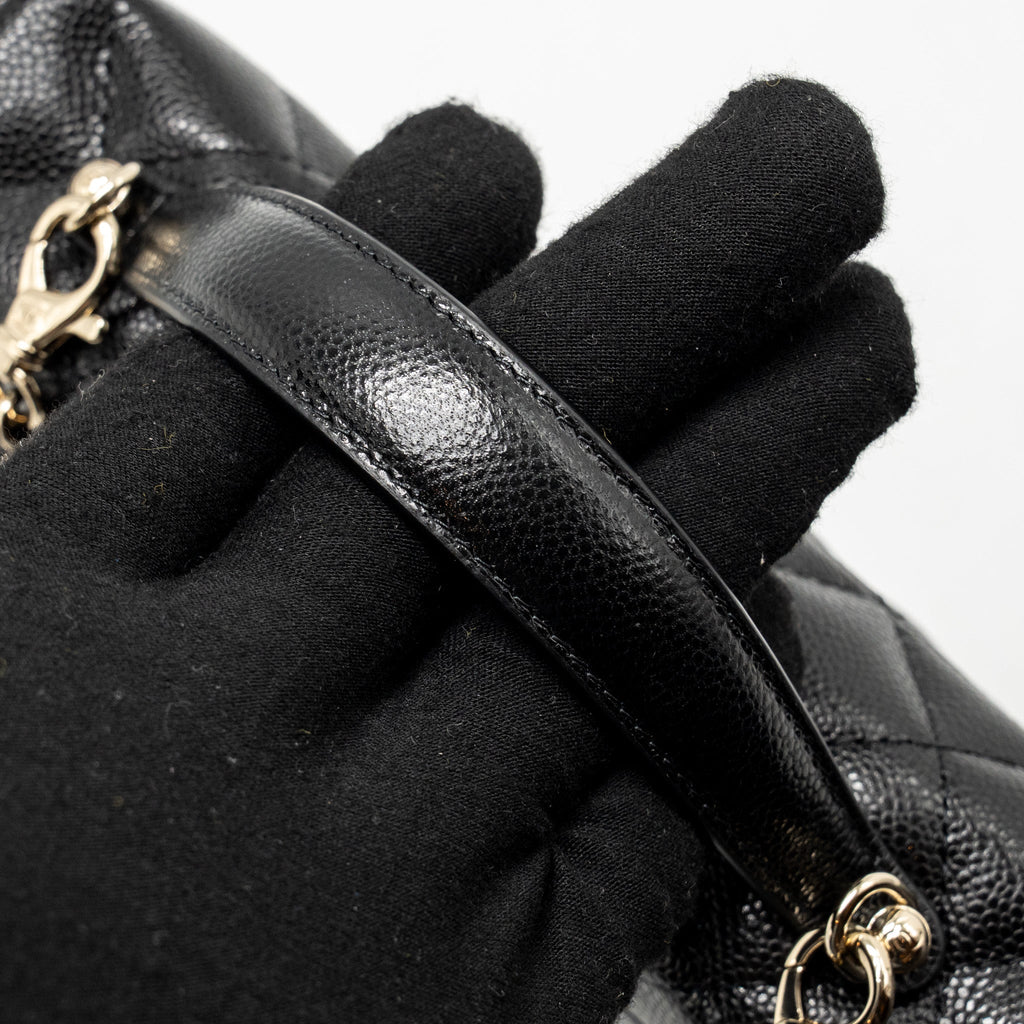 CHANEL 25P CC TOP HANDLE VANITY BAG CAVIAR BLACK LGHW (MICROCHIP)